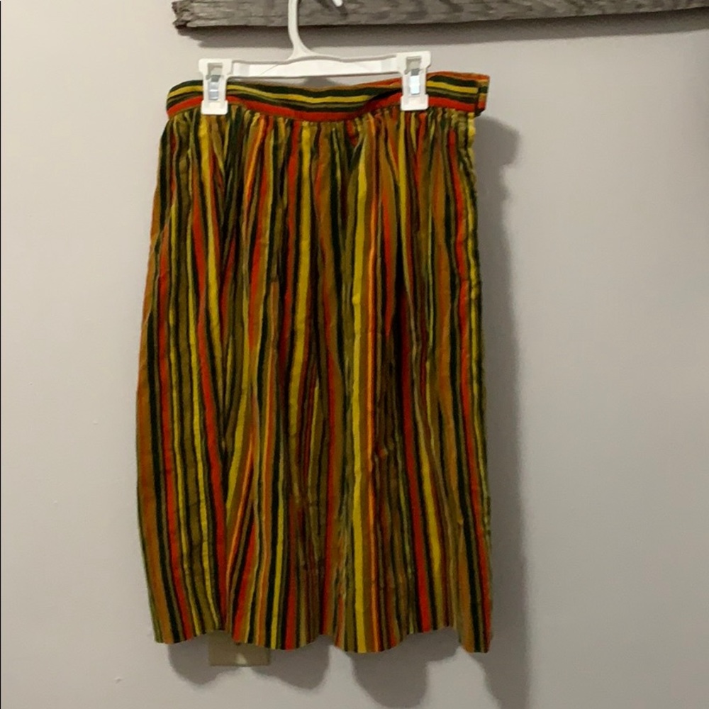 Colorful Striped A-Line Velvet Skirt